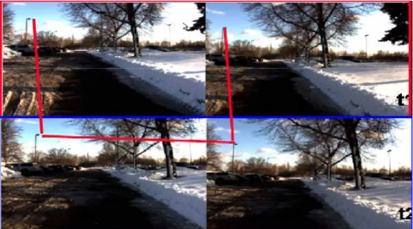 Figure 3.2: Detection of an obstacle, as well as, speed, translation and rotation of the vehicle by the application.