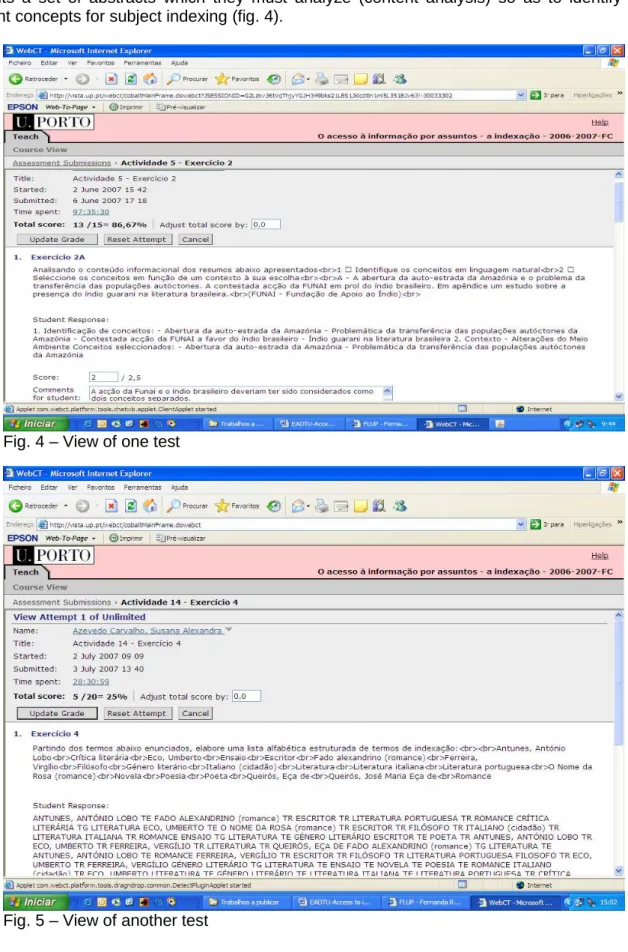 Fig. 4 – View of one test 