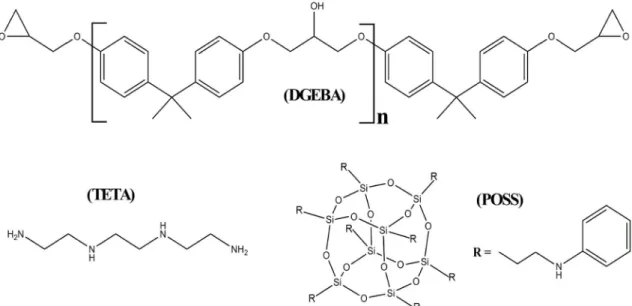 Figure 1. Schematic drawing of chemical structures used in the development of nanocomposites studied in this work