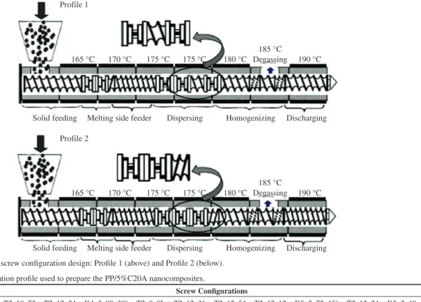 Figure 1. Scheme of the screw configuration design: Profile 1 (above) and Profile 2 (below).