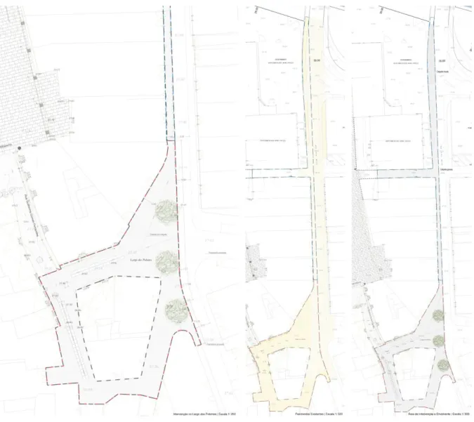 Figura 2.1. Arranjos exteriores envolventes ao Largo dos Polomes. S/ Escala.  