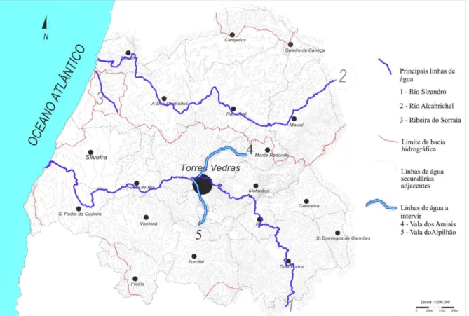 Figura 4.2. Mapa de enquadramento das linhas de água a intervir. Fonte: Adaptado do PDM, 2006