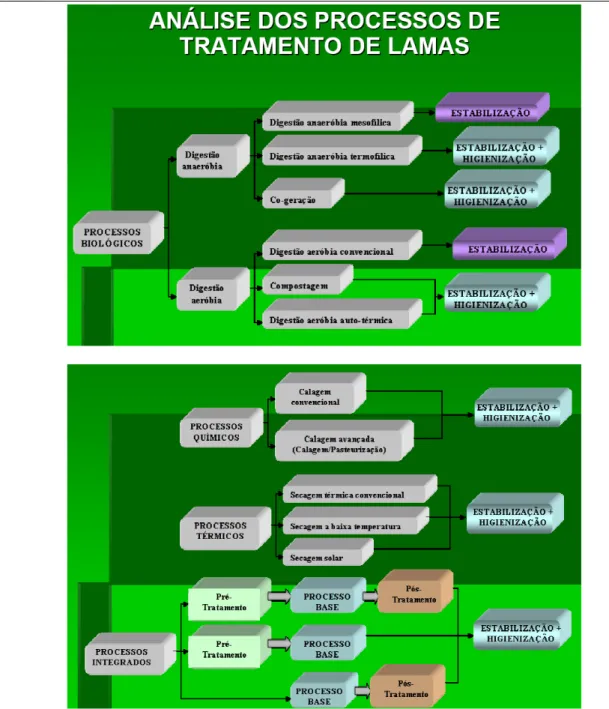 Figura 2.1 – Diagrama dos Processos de Tratamento de Lamas (Fonte: Duarte et al., 2005) 