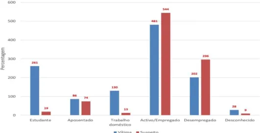 Gráfico 11. Situação profissional da vítima e do agressor de violência doméstica 