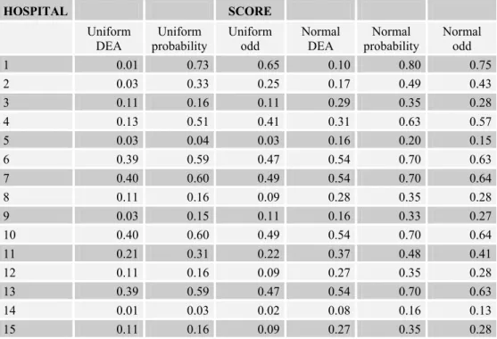 Table 4.5 – Hospital Scores with Ideal DMU Added 