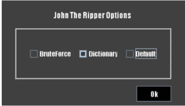 Figure 3.11: Selection of attacks for John the Ripper.