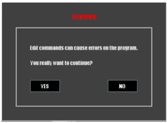 Figure 3.18: Warning seen after pressing the Edit Commands button on PassCrackGUI.