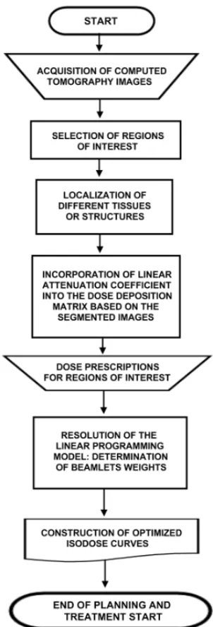 Figure 2 – Flowchart of the optimized planning considering the localization of regions of interest and irradiated tissues composition.