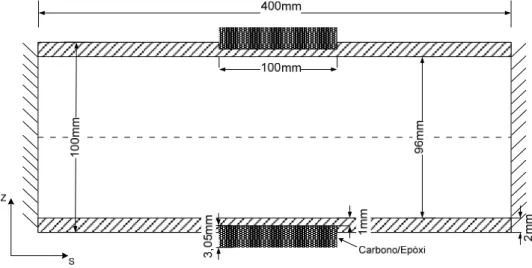 Figura 6: Representação do tubo reparado – Carbono/Epóxi. 