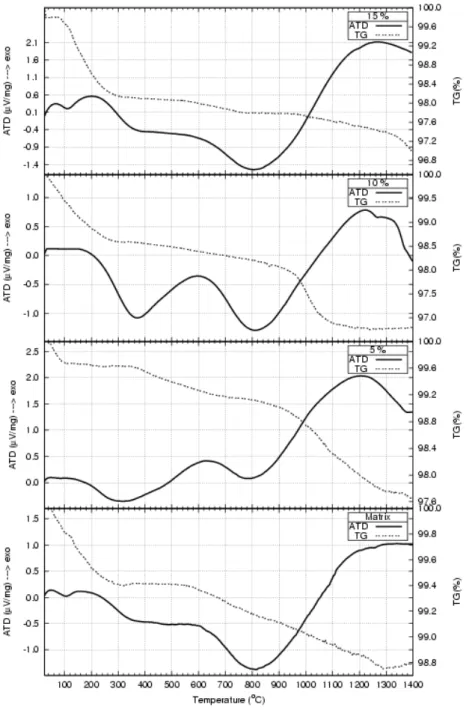 Figure 8: DTA and TG curves for the nano-powders obtained after calcination at 900 o C/2h