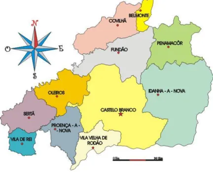 Figura  2  –  Dispersão  geográfica  da  área  de  atuação  da  associação  de produtores  agropecuários  OVIBEIRA  (Fonte: 