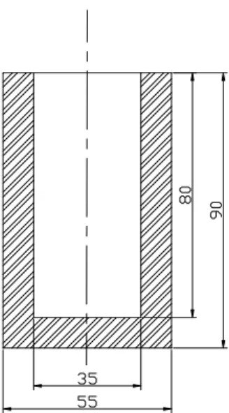 Figure 1: Sketch of the cylindrical mold. Measures in mm. 