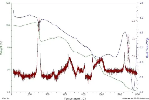 Figure 5: Thermal behavior (TGA, TDA and heat flow) associated with   the synthesis and evolution of the LCSCM system