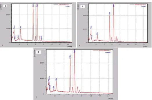 Figure 14: EDS analysis results for the three regions 