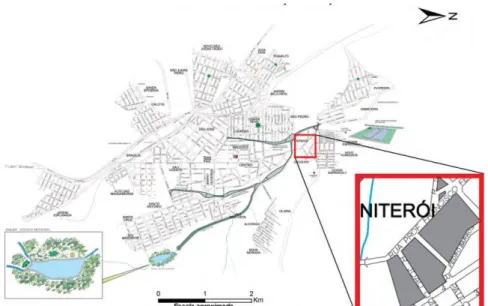 Figura 15: Localização do Bairro Niterói no contexto urbano da cidade de Arcos. 