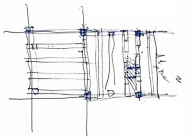 Figura 28 - Croqui da disposição dos pilares e prateleiras.