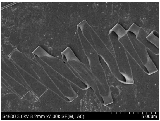 Figure 9: Superfine nanofilm with the thickness of about 20nm by bubble-electrospinning