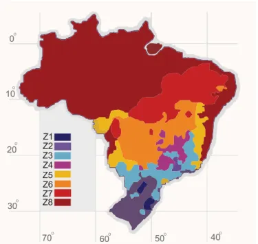 Figura 1: Zoneamento bioclimático do Brasil (NBR 15220-3 [5]). 