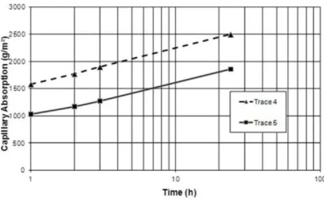 Figure 3: Capillary absorption versus time for traces 4 and 5. 