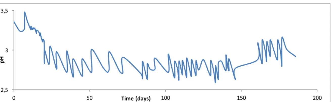 Figure 9: pH in function of time (days) during second fermentation 