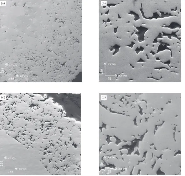 Table 2 shows the quantitative metallographic analysis for pore size range and percentual porosity