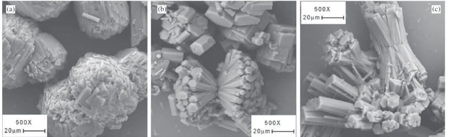Figure 6 shows micrographs of TAPO-5 samples syn- syn-thesized with different Ti contents and 46 h crystallization.