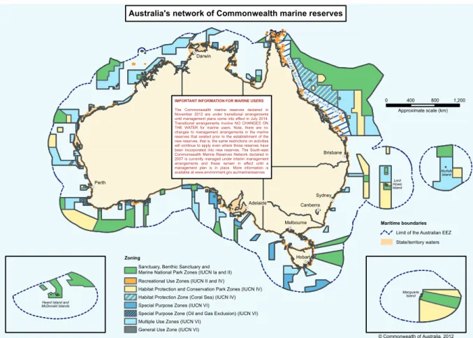 Figure 6: Australia’s network of Commonwealth marine reserves (Source: Department of Sustainability, Environment, Water, Population and  Communities 2012).
