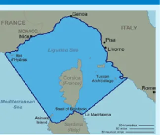 Figure 7: Location map of the Pelagos Sanctuary  http://www.tethys.org/sanctuary.htm