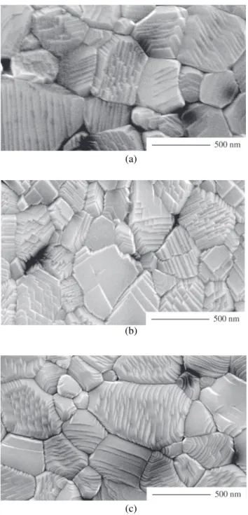 Figure 5. SEM micrographs of: a) C03; b) C05; c) C07 at 1100