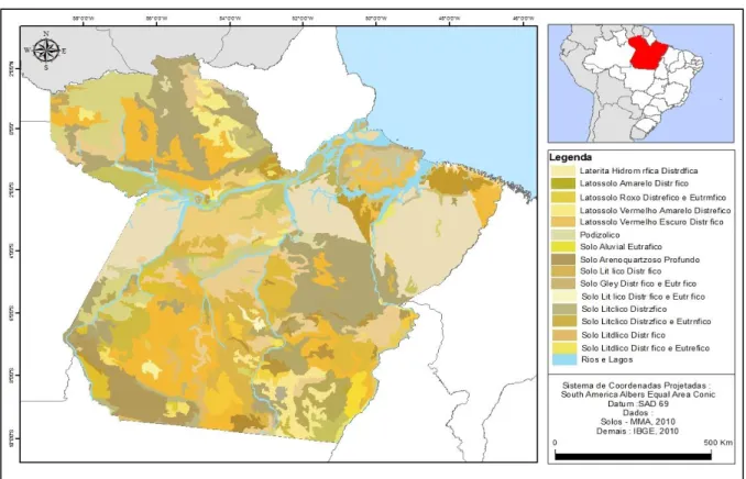 Figura 3. Mapa de solos para o Estado do Pará 