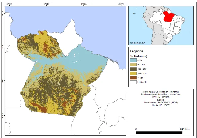 Figura 5. Mapa da variável estática de distância às rodovias do Estado do Pará Figura 4