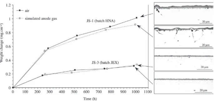 Figure 2 shows the oxidation behaviour of alloys JS-1