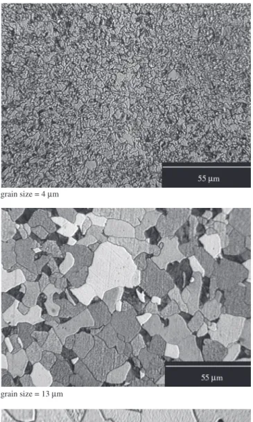 Figure 2. Optical microscopy observation of the microstructure of the 2.25Cr1Mo before oxidation; a) after annealing in inert atmosphere; and b) after cold  working