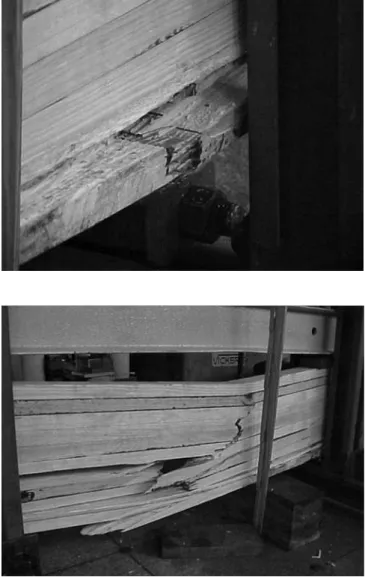 Figure 8. Rupture modes of the experimentally evaluated glulam beams.