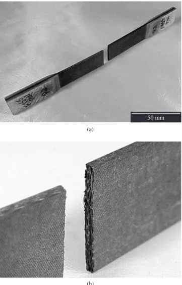 Table 5 presents the average results of tensile strength and modu- modu-lus values of twelve specimens tested for each laminate family