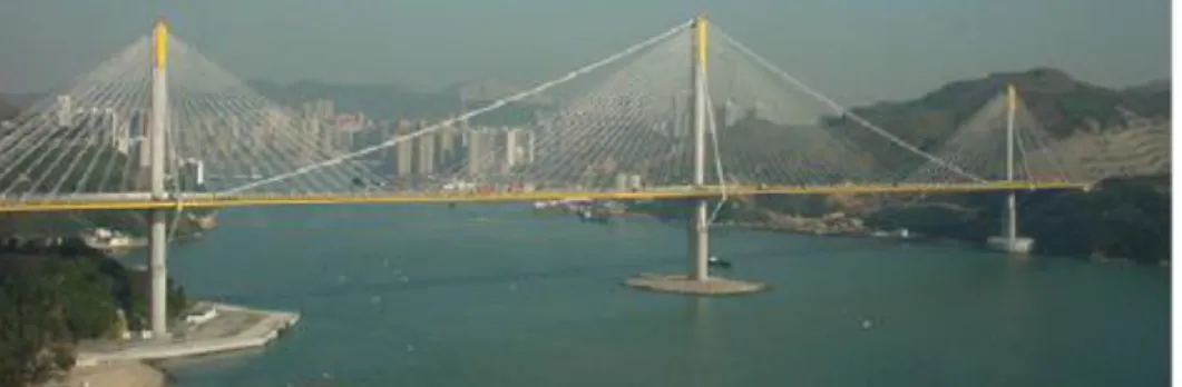 Figura 2.3. Ponte Ting Kau construída em 1998 e localizada em Hong Kong (Zhou et al. 2010) 