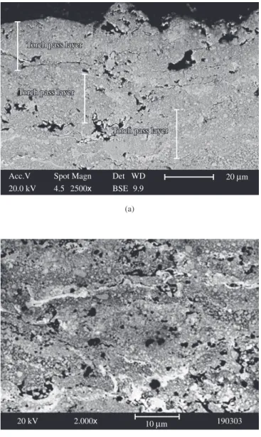Figure 10.  SEM cross-section images for sample W15 (a, b) and sample W20  (c) after 30 hours immersed in aerated and unstirred 3.5% NaCl solution.