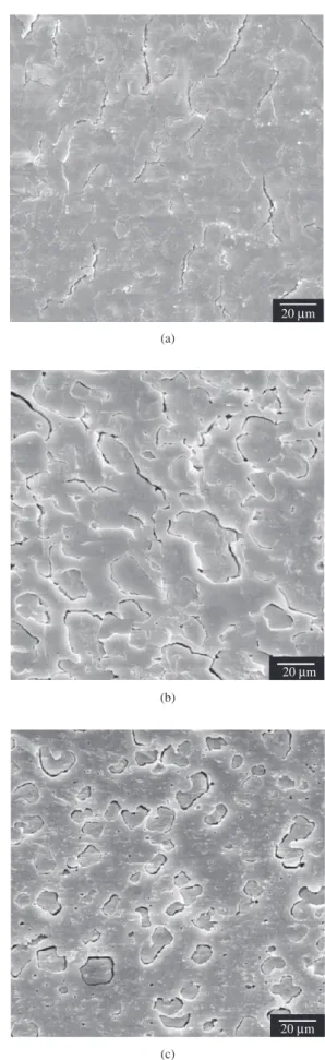 Figure 5. Scanning electron micrographs of fragile fracture surfaces obtained  in liquid nitrogen of starch/zein blends plasticized with 20% glycerol: a) 80/20; 