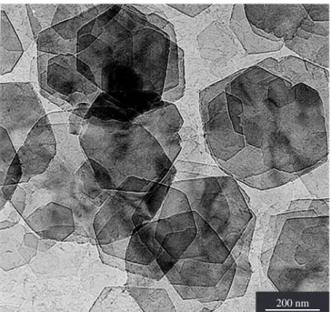 Figure 1 is a transmission electron micrograph of some well- well-formed gibbsite platy crystals