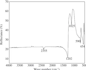 Figure 2. Diffuse reflectance infrared Fourier transformed (DRIFT) spectra  of a silicon nitride sample without hydroxyapatite coating.
