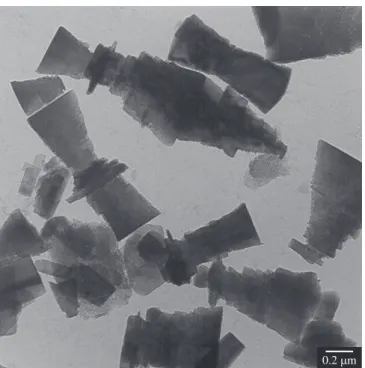 Figure 4. TEM image of plate-like gibbsite crystals used as a precursor for  hydrothermal synthesis of well-crystallised boehmite.