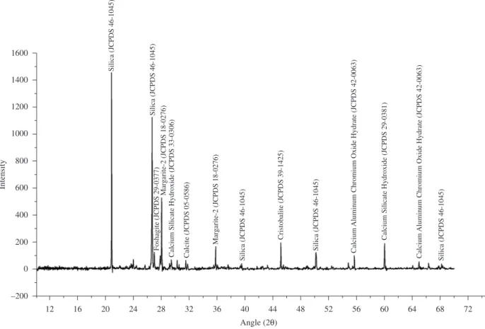 Figure 16. XRD of Chaetomorpha antennina attached concrete surface in natural condition.