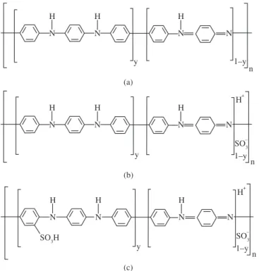 Figure 6. Schematic representation of the suggested structure for: a) PAni-EB; 