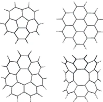 Figure 1. Examples of nanojunctions: a) Y (8,0)  formed by three (8,0)  semiconducting nanotubes and connected by six pentagons and six octagons; 