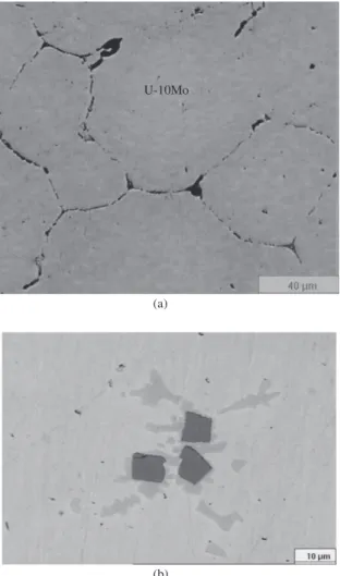 Figure 2. X-ray diffraction pattern showing U-10Mo treated at  1000 °C during 72 hours.