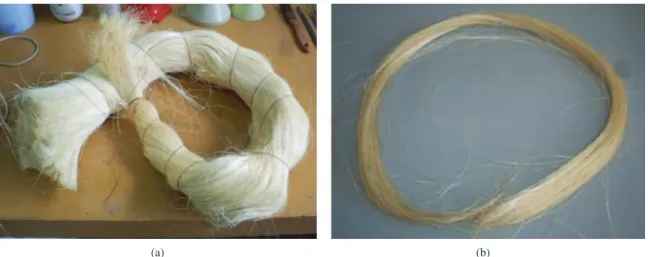 Figure 1. Sisal fibres (a) and banana fibres (b).
