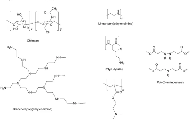 Figure 5. Schematic examples of cationic polymers used as nonviral gene delivery vectors