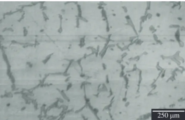 Figure 1. Microstructure of gradually cooled as-cast 7075 Al alloy  showing microsegregation of MgZn2 in Al matrix.