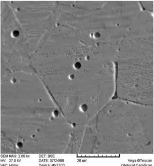 Figure 6. SEM image of corroded intergranular carbides in weld  metal etched by 10%wt oxalic acid.