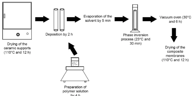 Figure 1. Experimental methodology used in obtaining of the composite membranes PA-1 and PA2.